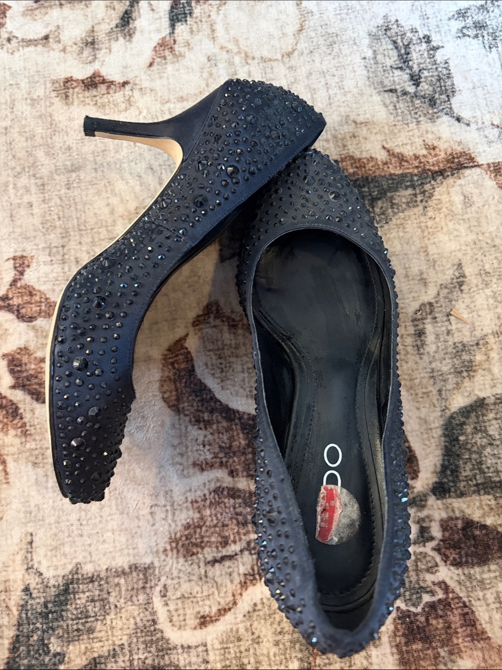 Aldo Martins Black Jeweled Heels